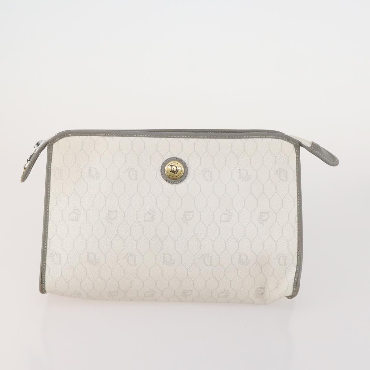 Christian Dior Honeycomb Canvas Clutch Bag PVC 3 Set White Black Auth fm5350
