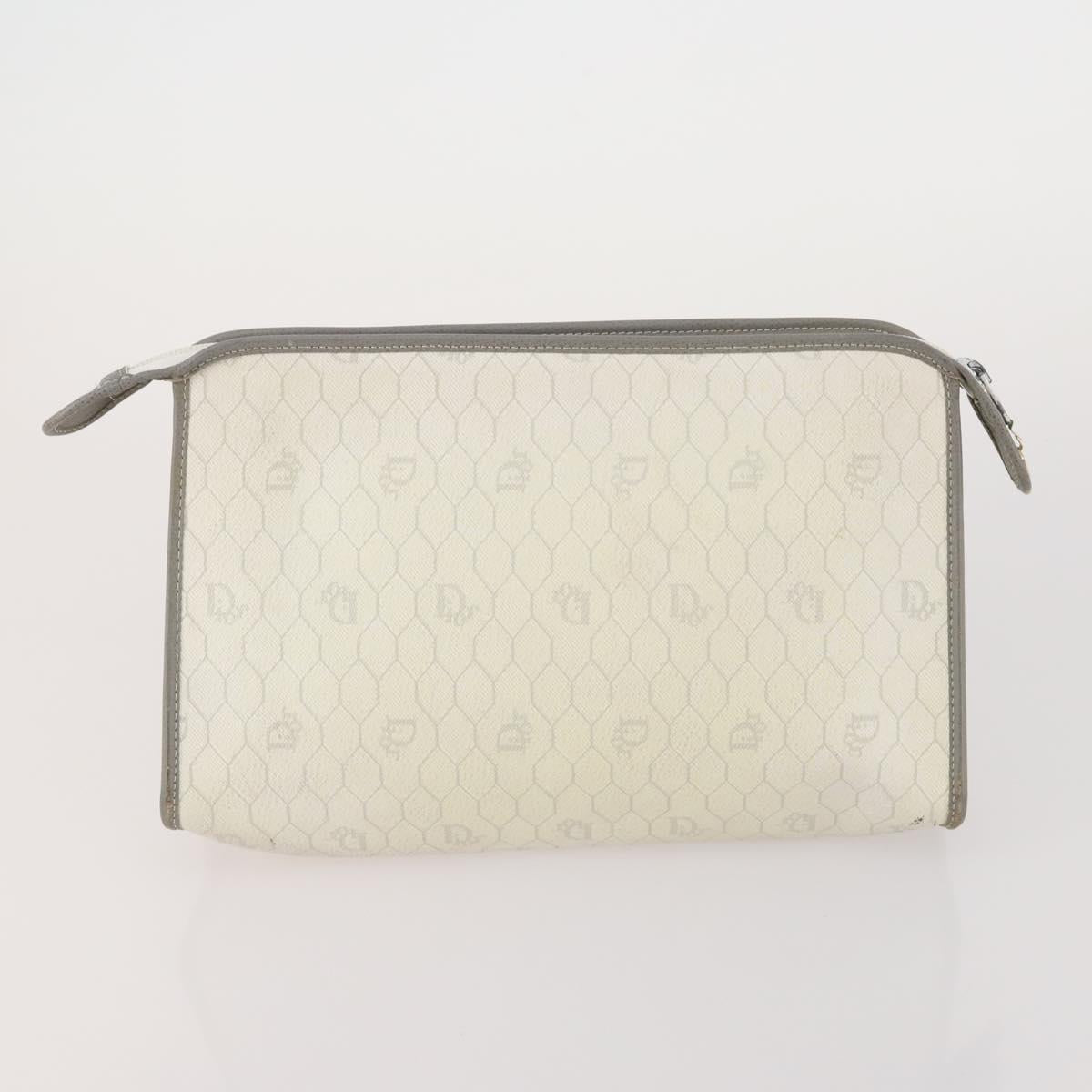 Christian Dior Honeycomb Canvas Clutch Bag PVC 3 Set White Black Auth fm5350