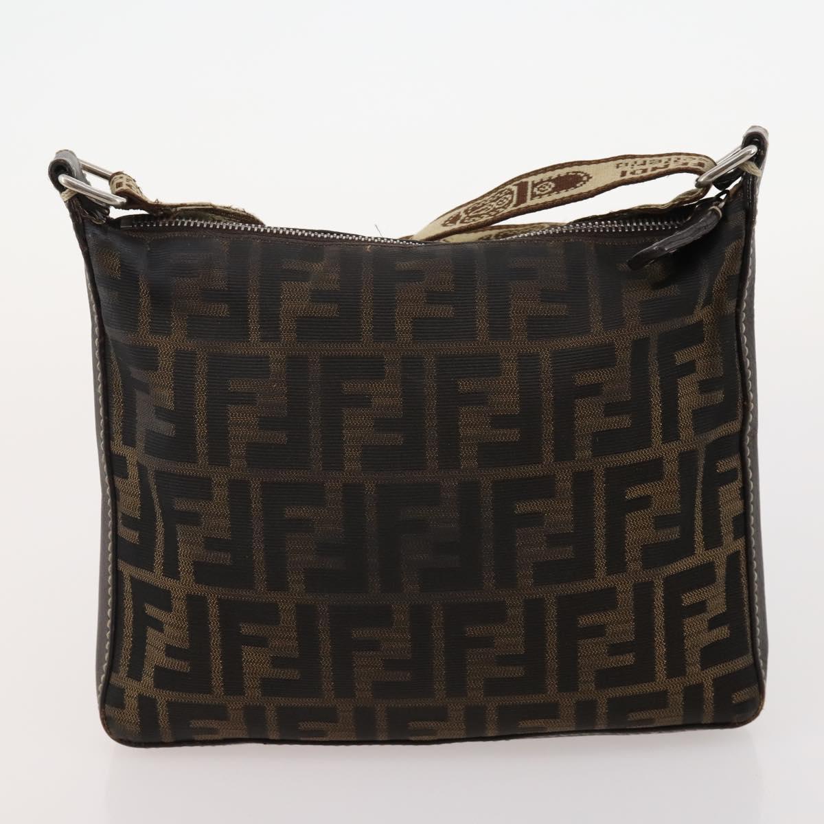 FENDI Zucca Canvas Shoulder Bag Suede PVC 4 Set Black Brown pink Auth fm5351