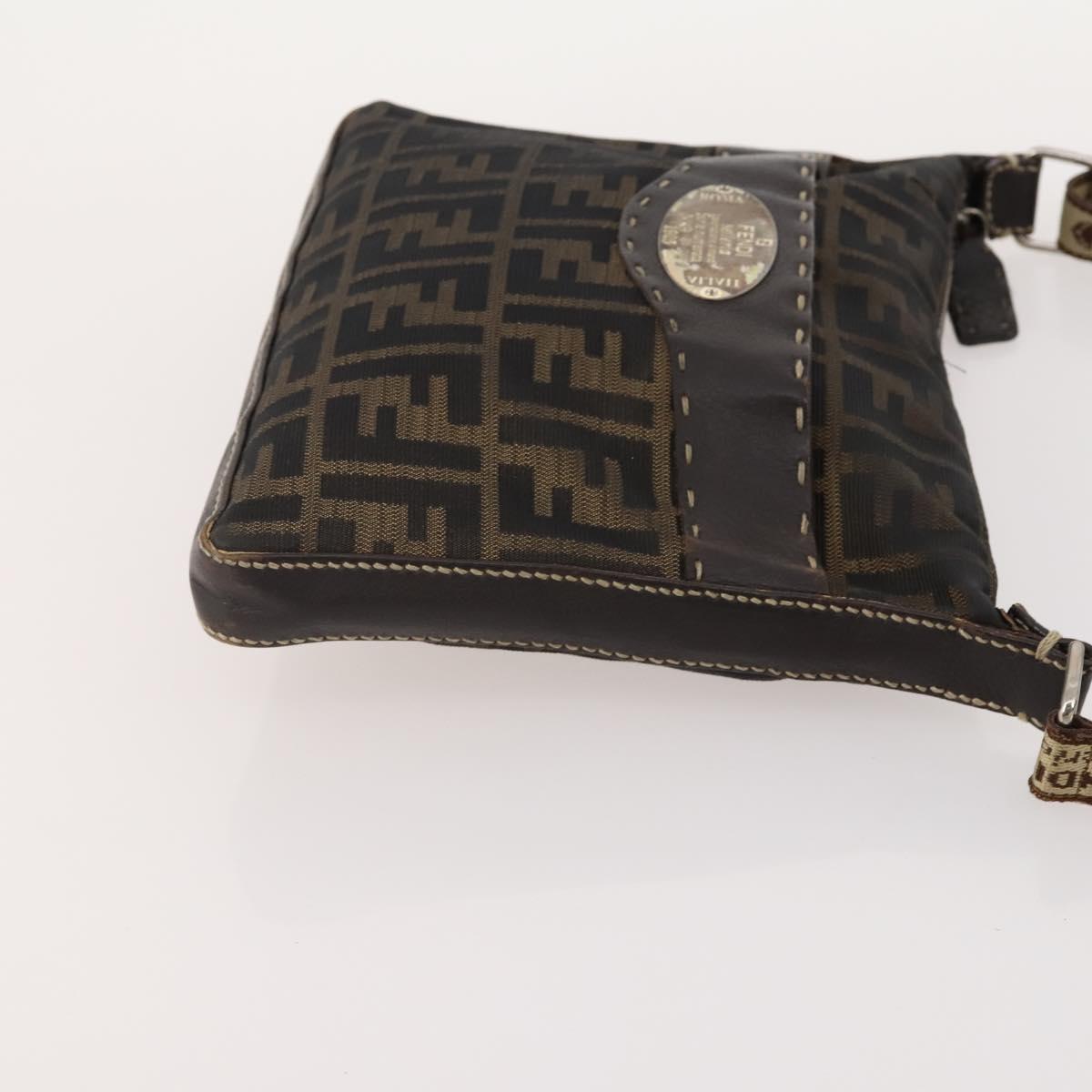 FENDI Zucca Canvas Shoulder Bag Suede PVC 4 Set Black Brown pink Auth fm5351