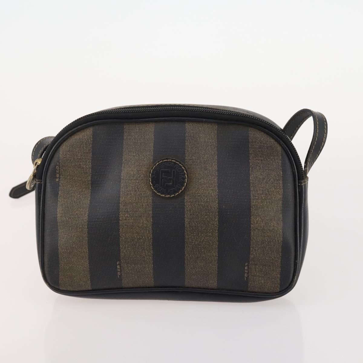 FENDI Zucca Canvas Shoulder Bag Suede PVC 4 Set Black Brown pink Auth fm5351