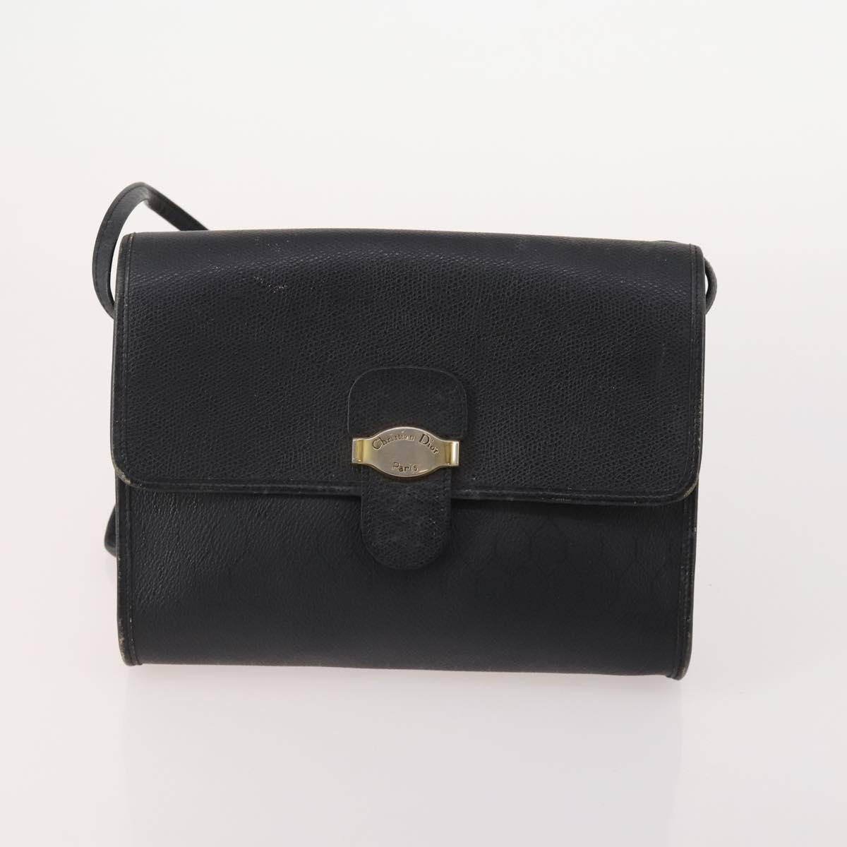 Christian Dior Honeycomb Canvas Bag Leather PVC 5 Set Black Brown Auth fm5352