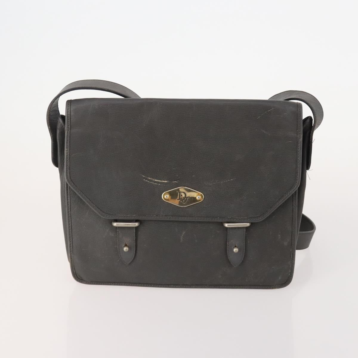 Christian Dior Honeycomb Canvas Bag Leather PVC 5 Set Black Brown Auth fm5352