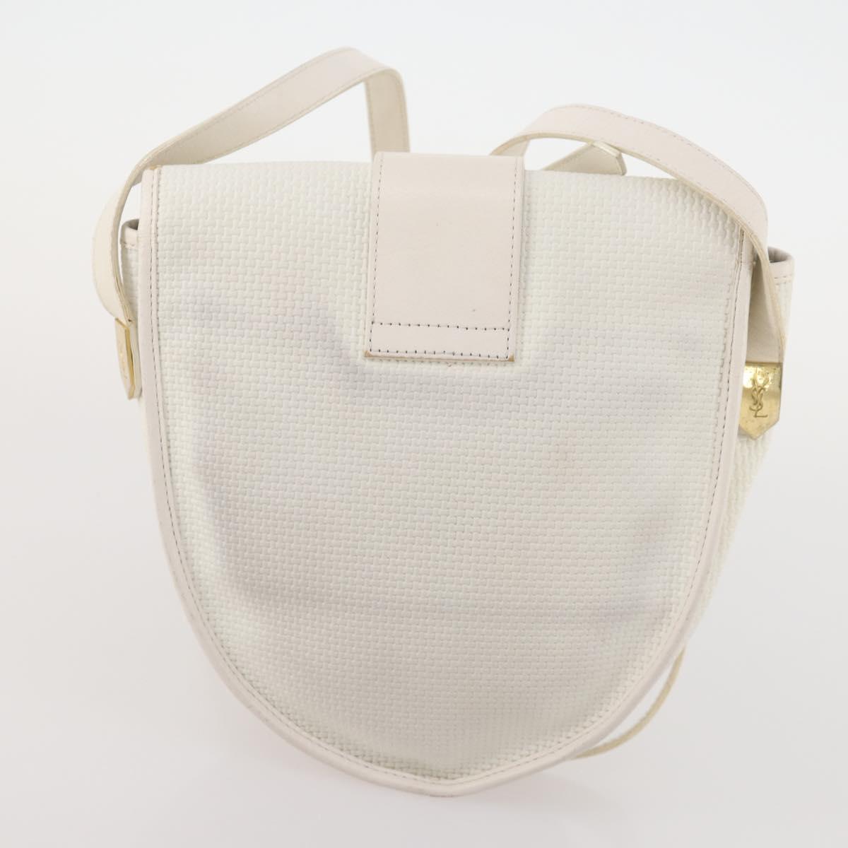 SAINT LAURENT Shoulder Bag PVC 2 Set Brown White Auth fm5353
