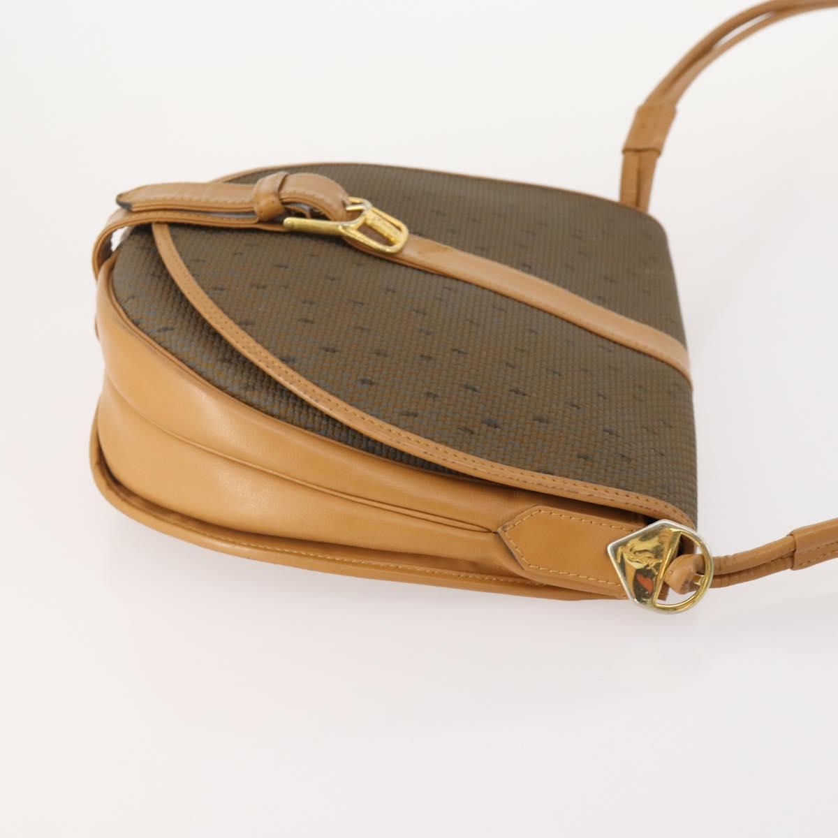 SAINT LAURENT Shoulder Bag PVC 2 Set Brown White Auth fm5353