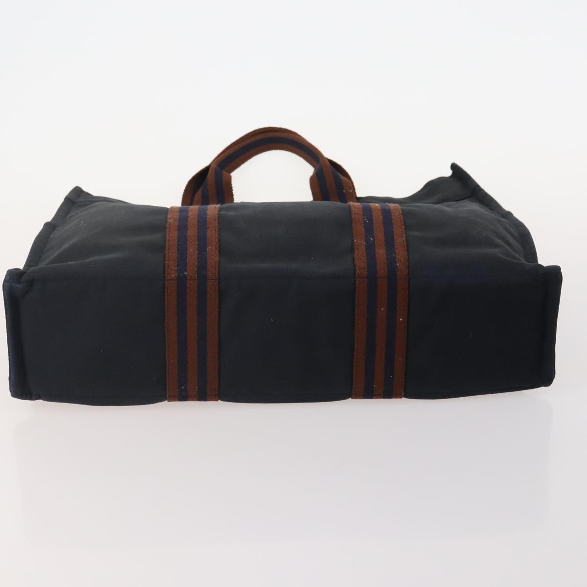 HERMES Fourre Tout Tote Bag Canvas 5 Set Navy Black Khaki Auth fm5354