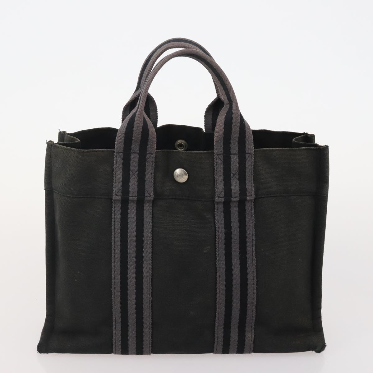 HERMES Fourre Tout Tote Bag Canvas 5 Set Navy Black Khaki Auth fm5354