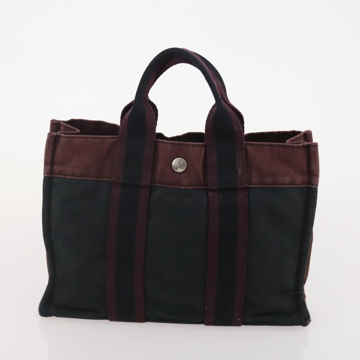 HERMES Fourre Tout Tote Bag Canvas 5 Set Navy Black Khaki Auth fm5354