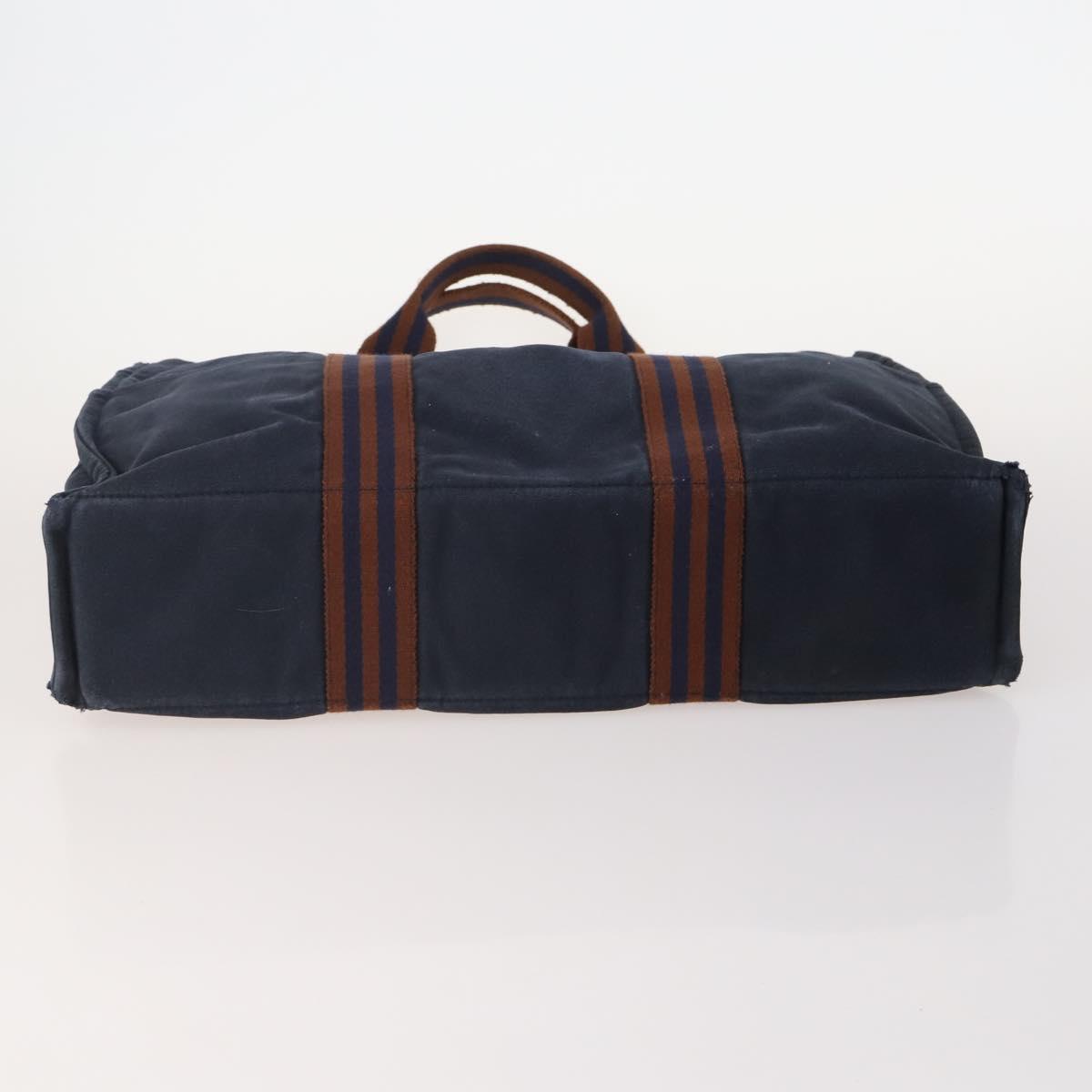 HERMES Fourre Tout Tote Bag Canvas 5 Set Navy Black Khaki Auth fm5354