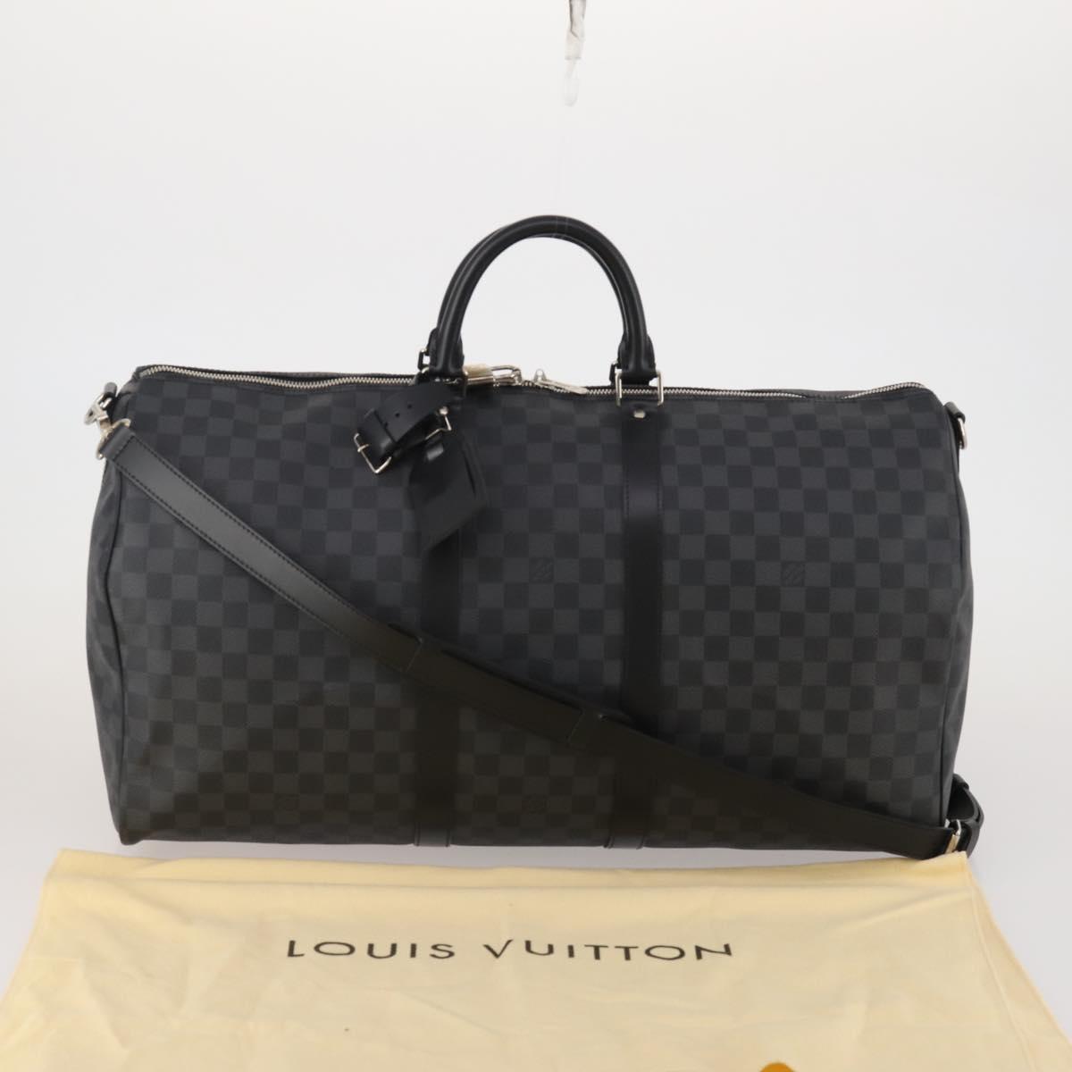 LOUIS VUITTON Damier Graphite Keepall Bandouliere 55 Bag N41413 Auth fm5355SAV