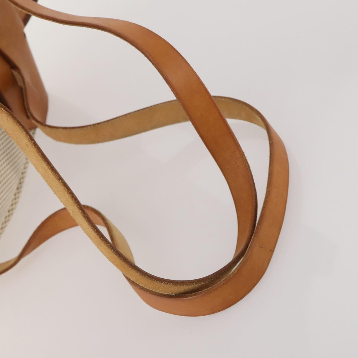 HERMES Herbag A Dos Hand Bag Canvas 2way White Silver Auth fm5359