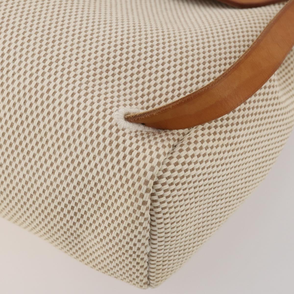 HERMES Herbag A Dos Hand Bag Canvas 2way White Silver Auth fm5359