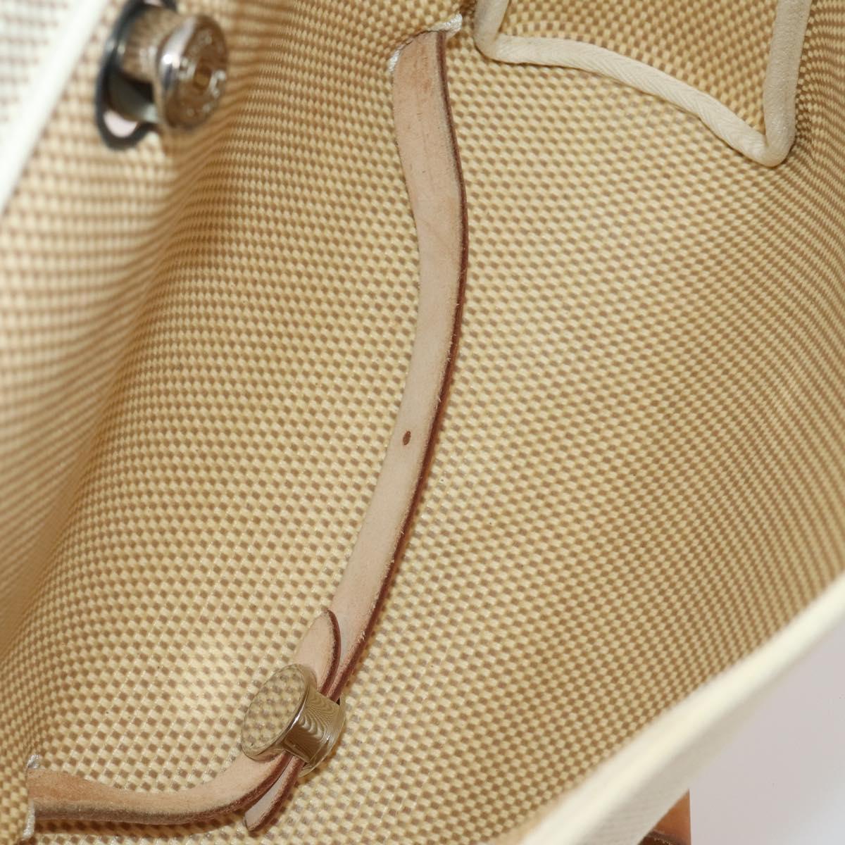 HERMES Herbag A Dos Hand Bag Canvas 2way White Silver Auth fm5359