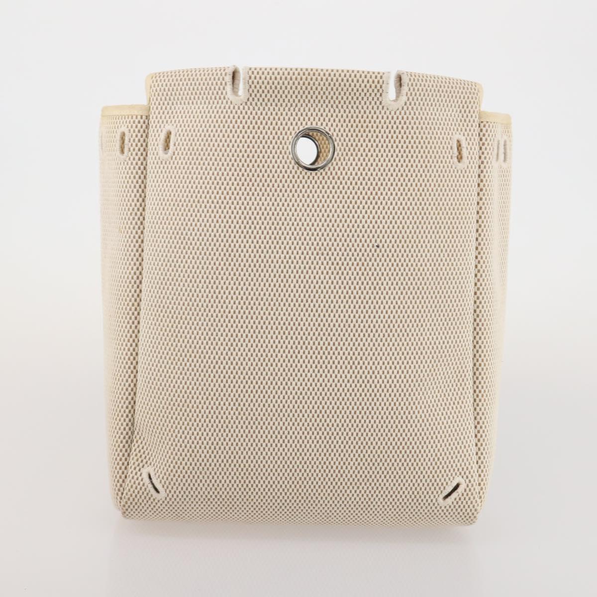 HERMES Herbag A Dos Hand Bag Canvas 2way White Silver Auth fm5359