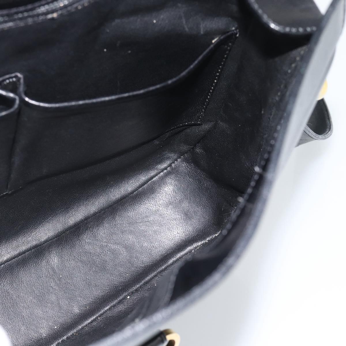 CELINE Shoulder Bag Leather Black Gold Auth fm5363