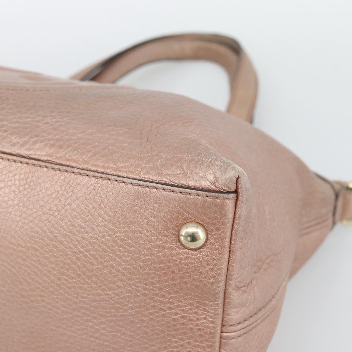 GUCCI Soho Hand Bag Leather 2way Pink Gold 308362 Auth fm5364