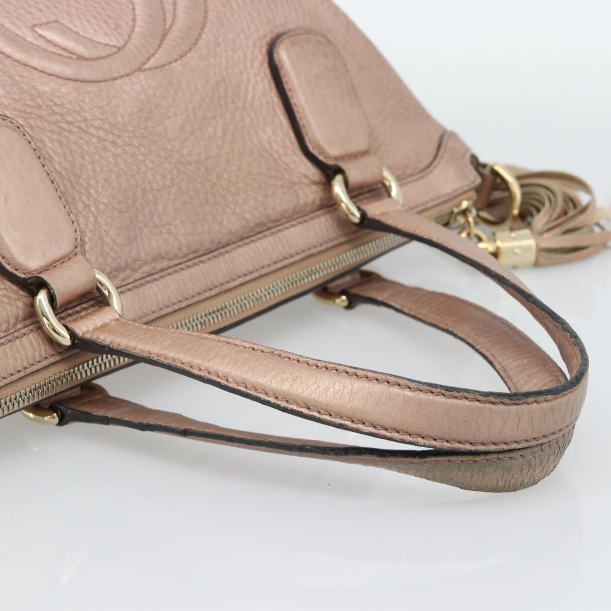 GUCCI Soho Hand Bag Leather 2way Pink Gold 308362 Auth fm5364