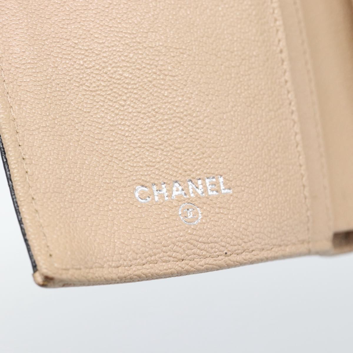 CHANEL Bicolore Long Wallet Leather Black Silver CC Auth fm5370