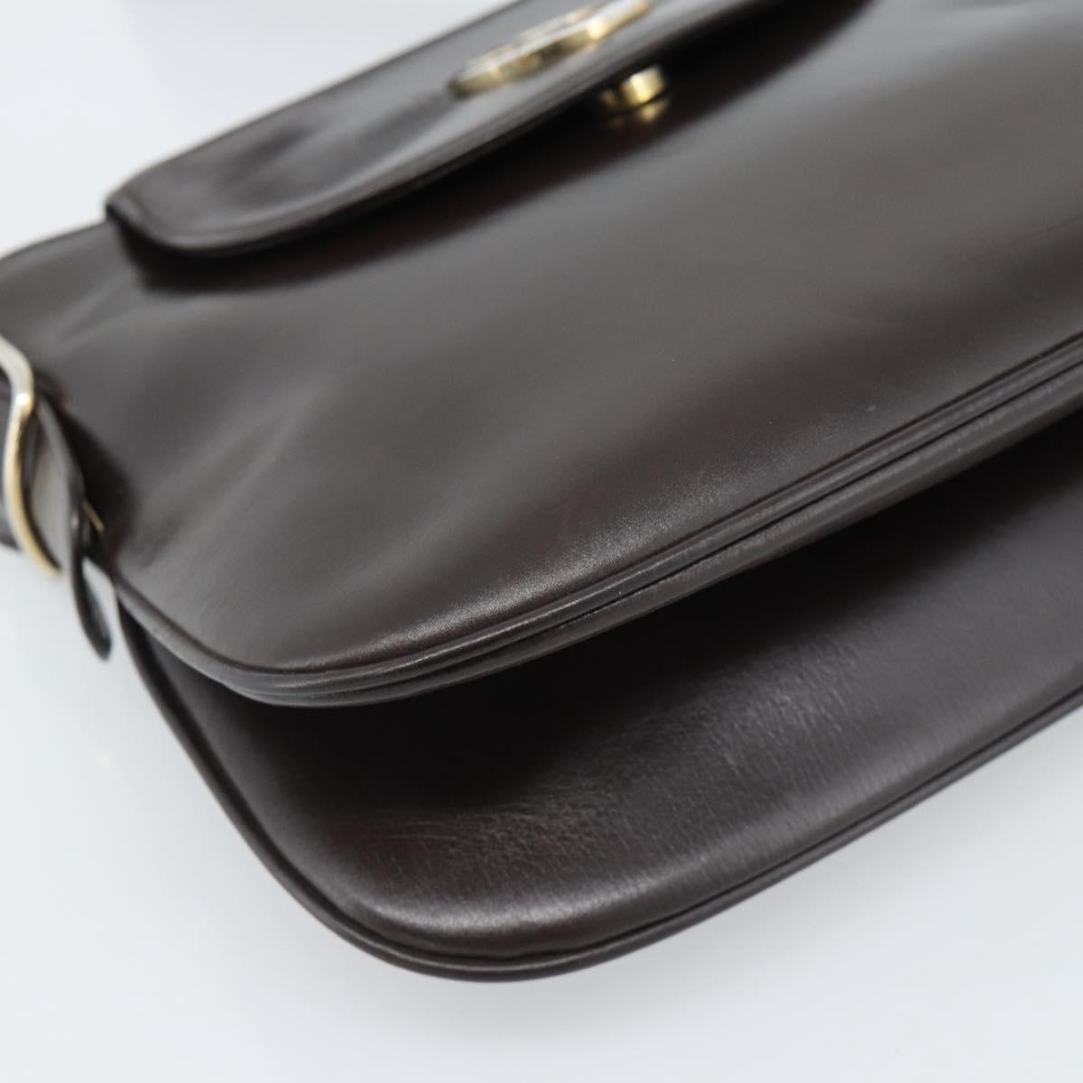 GUCCI Shoulder Bag Leather Black Gold Auth fm5372