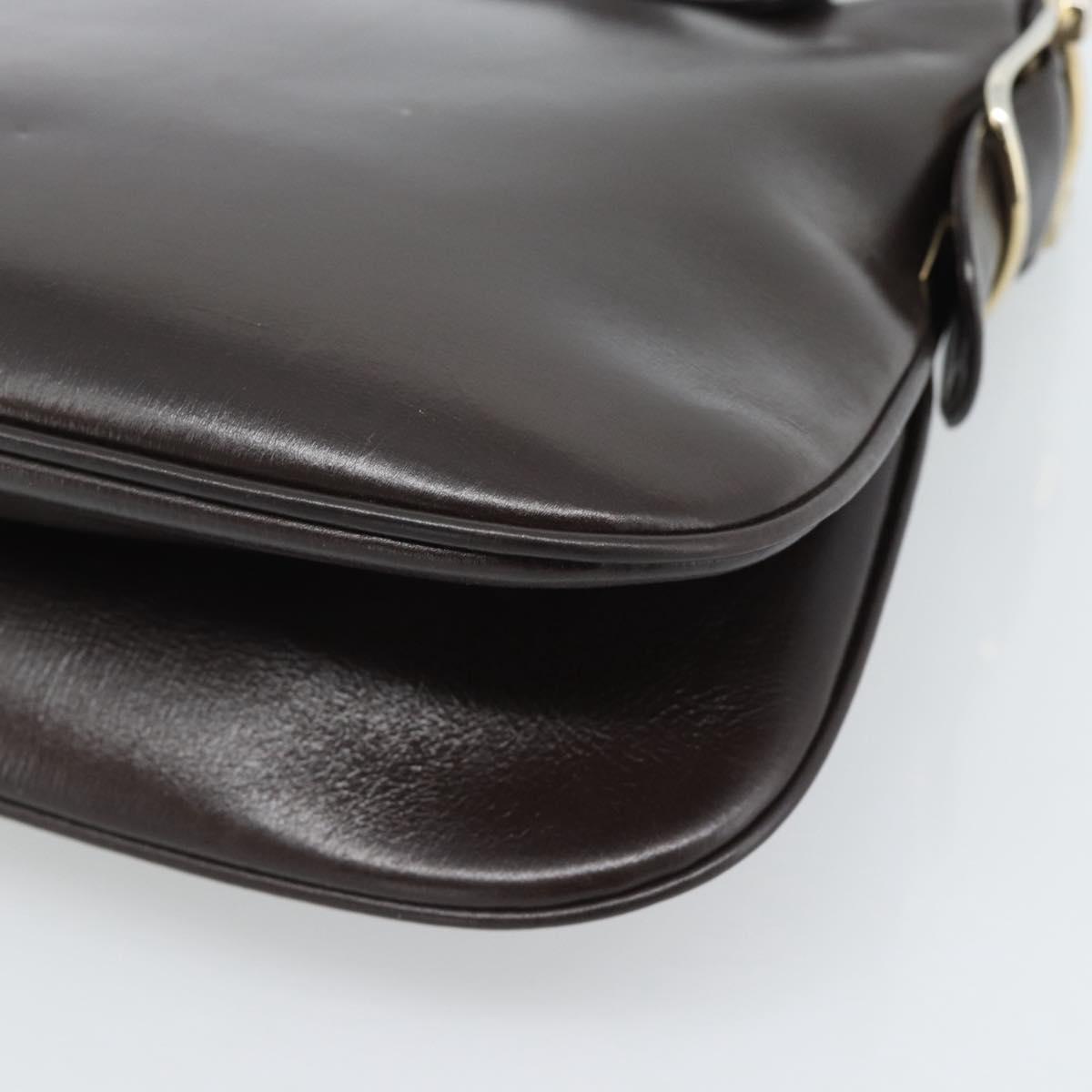 GUCCI Shoulder Bag Leather Black Gold Auth fm5372