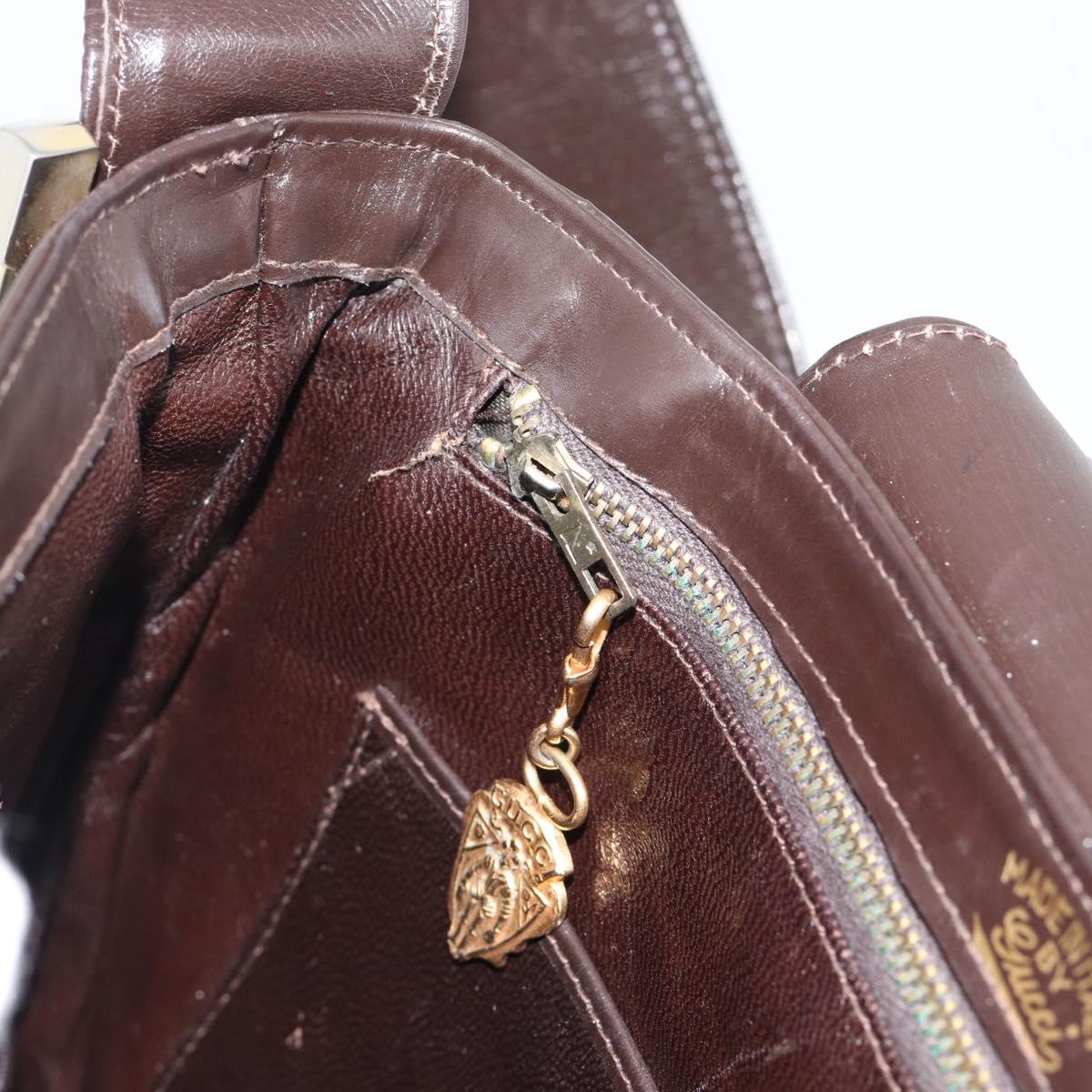 GUCCI Shoulder Bag Leather Black Gold Auth fm5372