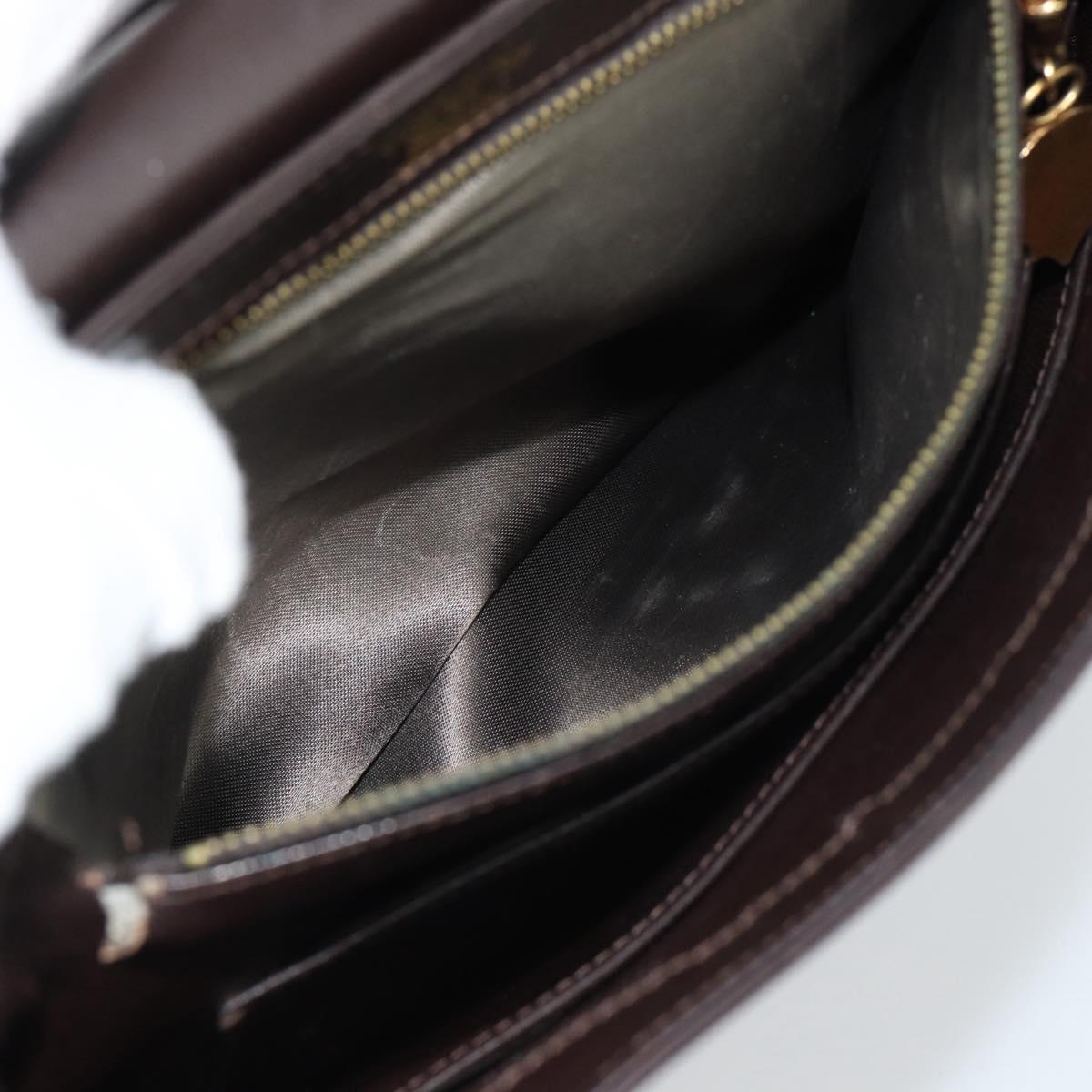 GUCCI Shoulder Bag Leather Black Gold Auth fm5372