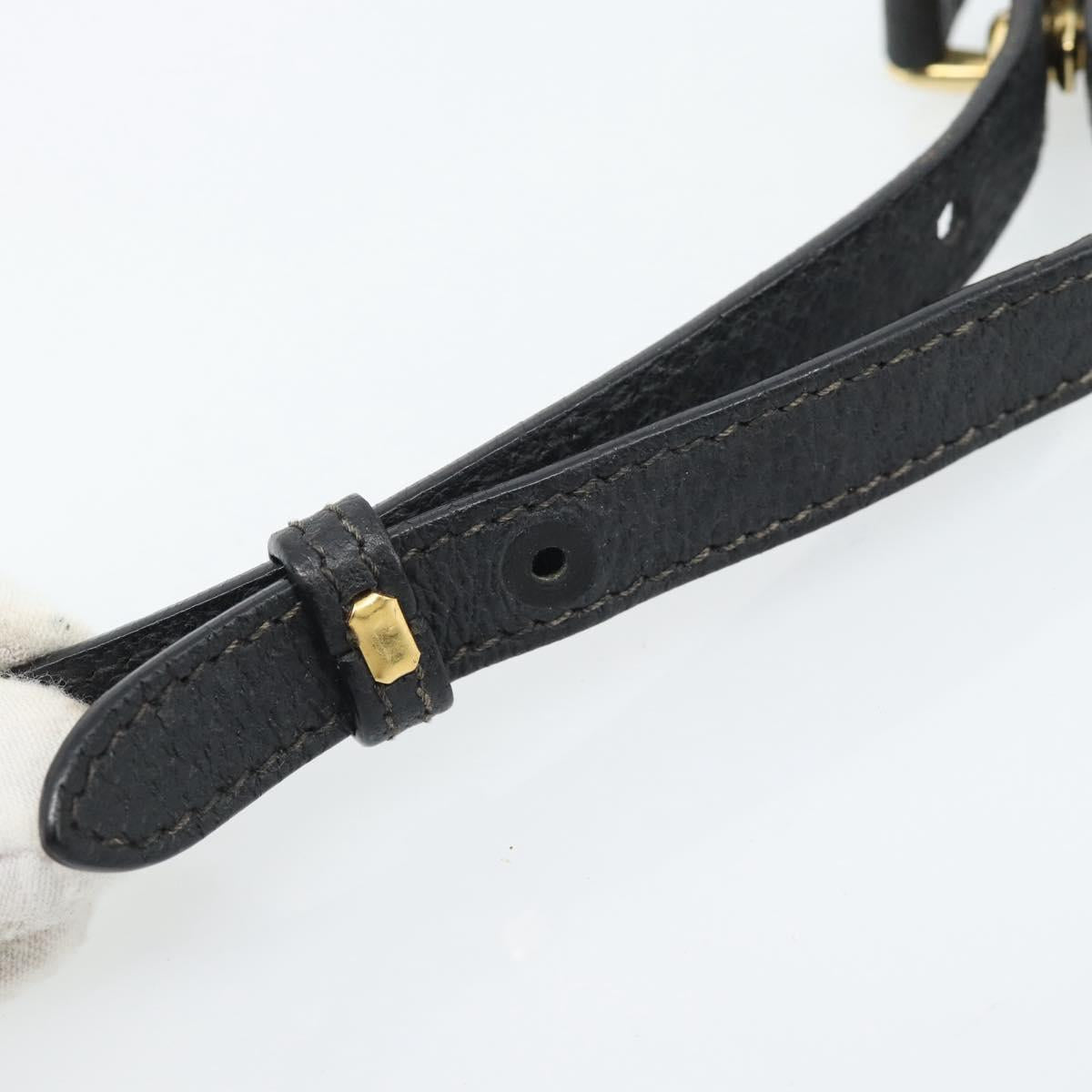 GUCCI Shoulder Bag Canvas Leather Black Gold 007 115 0074 Auth fm5375