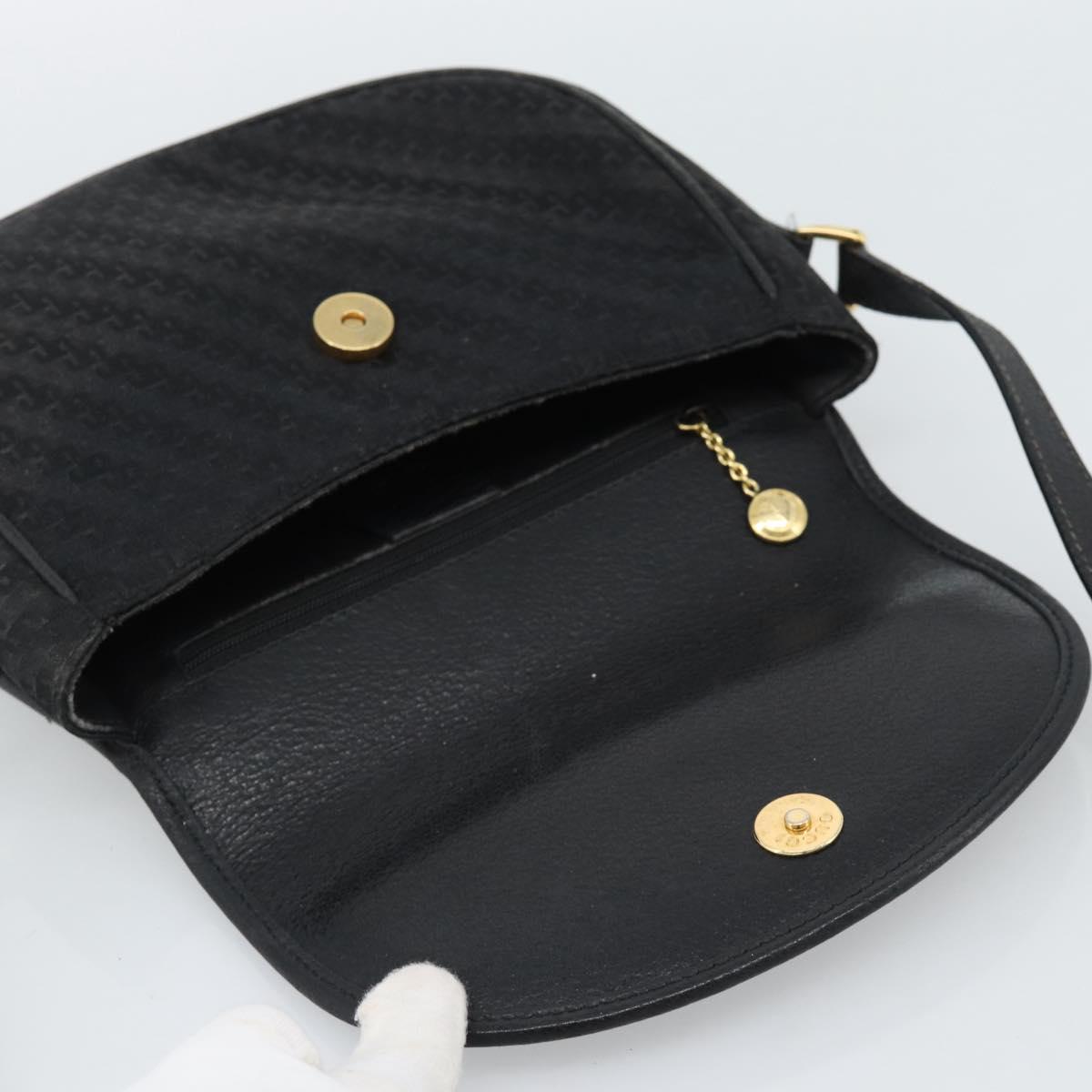 GUCCI Shoulder Bag Canvas Leather Black Gold 007 115 0074 Auth fm5375