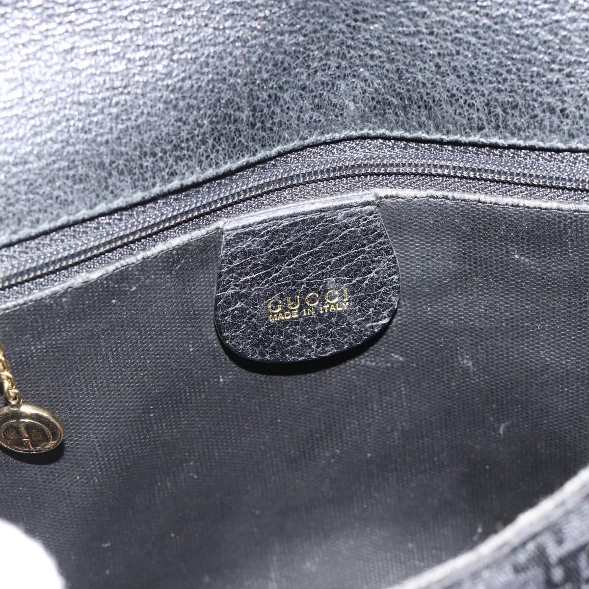 GUCCI Shoulder Bag Canvas Leather Black Gold 007 115 0074 Auth fm5375