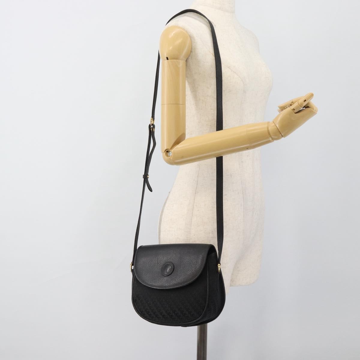 GUCCI Shoulder Bag Canvas Leather Black Gold 007 115 0074 Auth fm5375