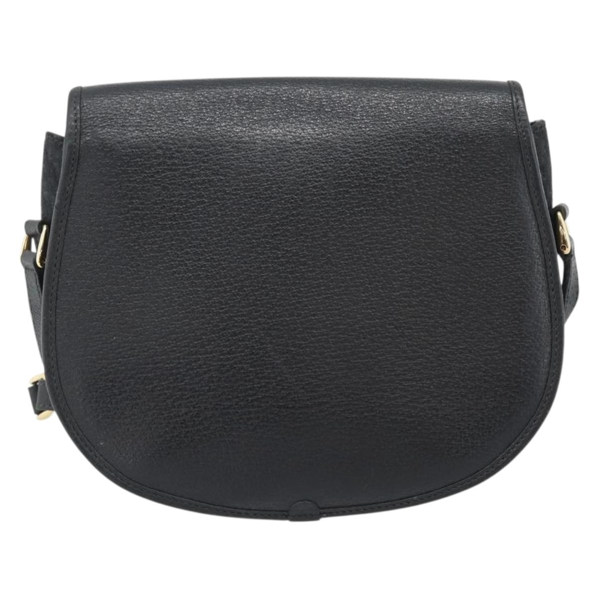 GUCCI Shoulder Bag Canvas Leather Black Gold 007 115 0074 Auth fm5375