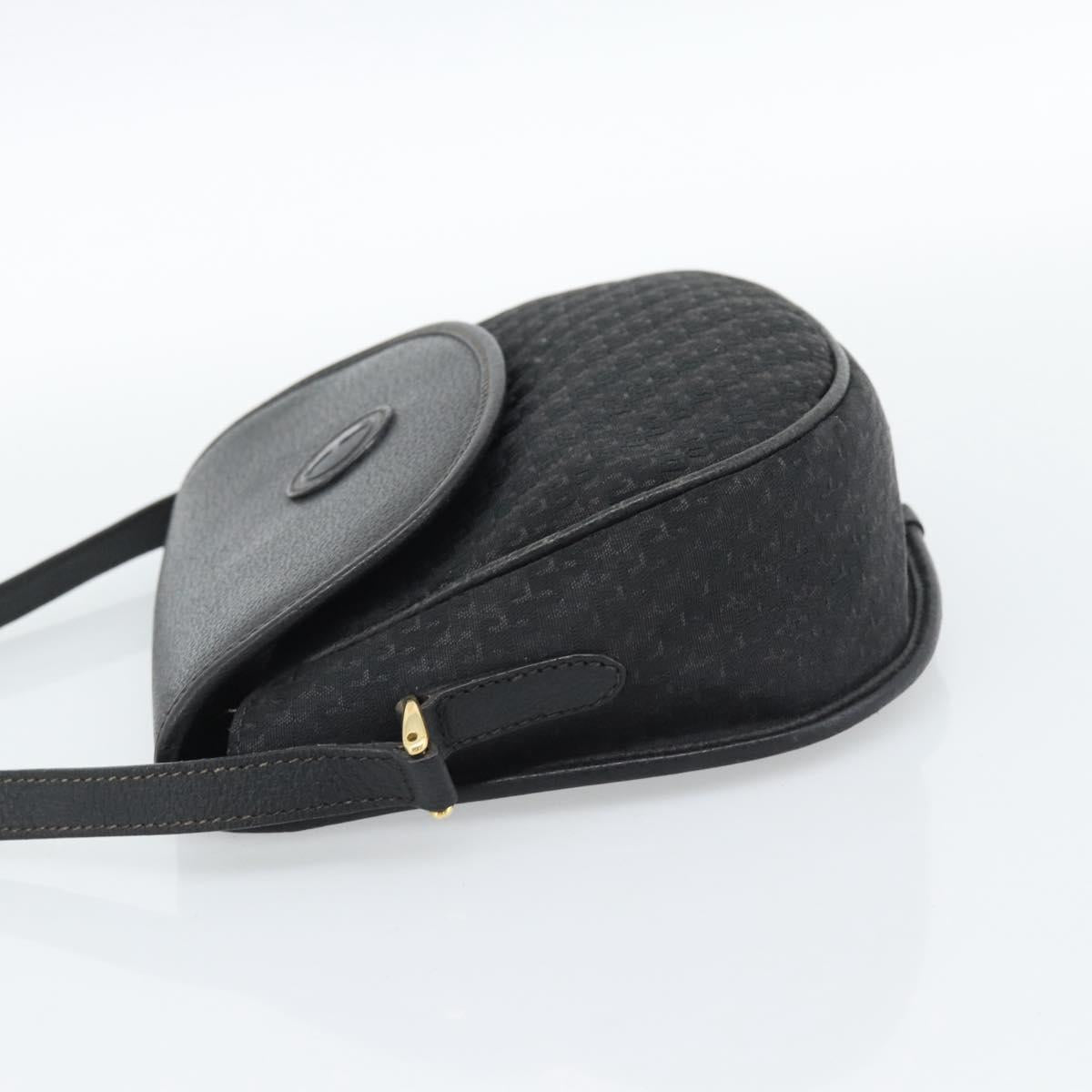 GUCCI Shoulder Bag Canvas Leather Black Gold 007 115 0074 Auth fm5375