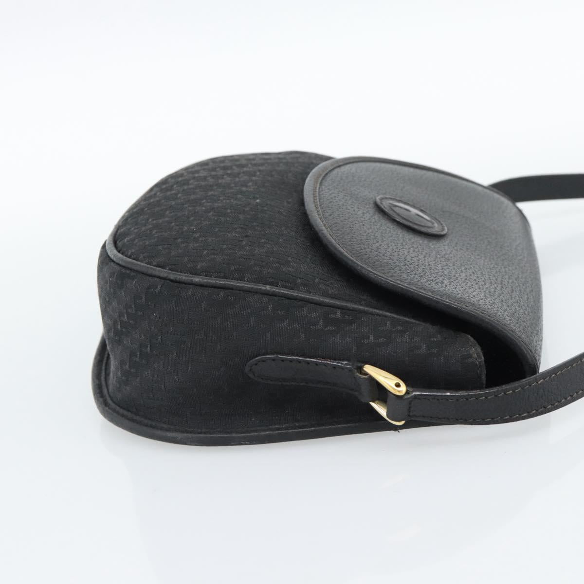 GUCCI Shoulder Bag Canvas Leather Black Gold 007 115 0074 Auth fm5375