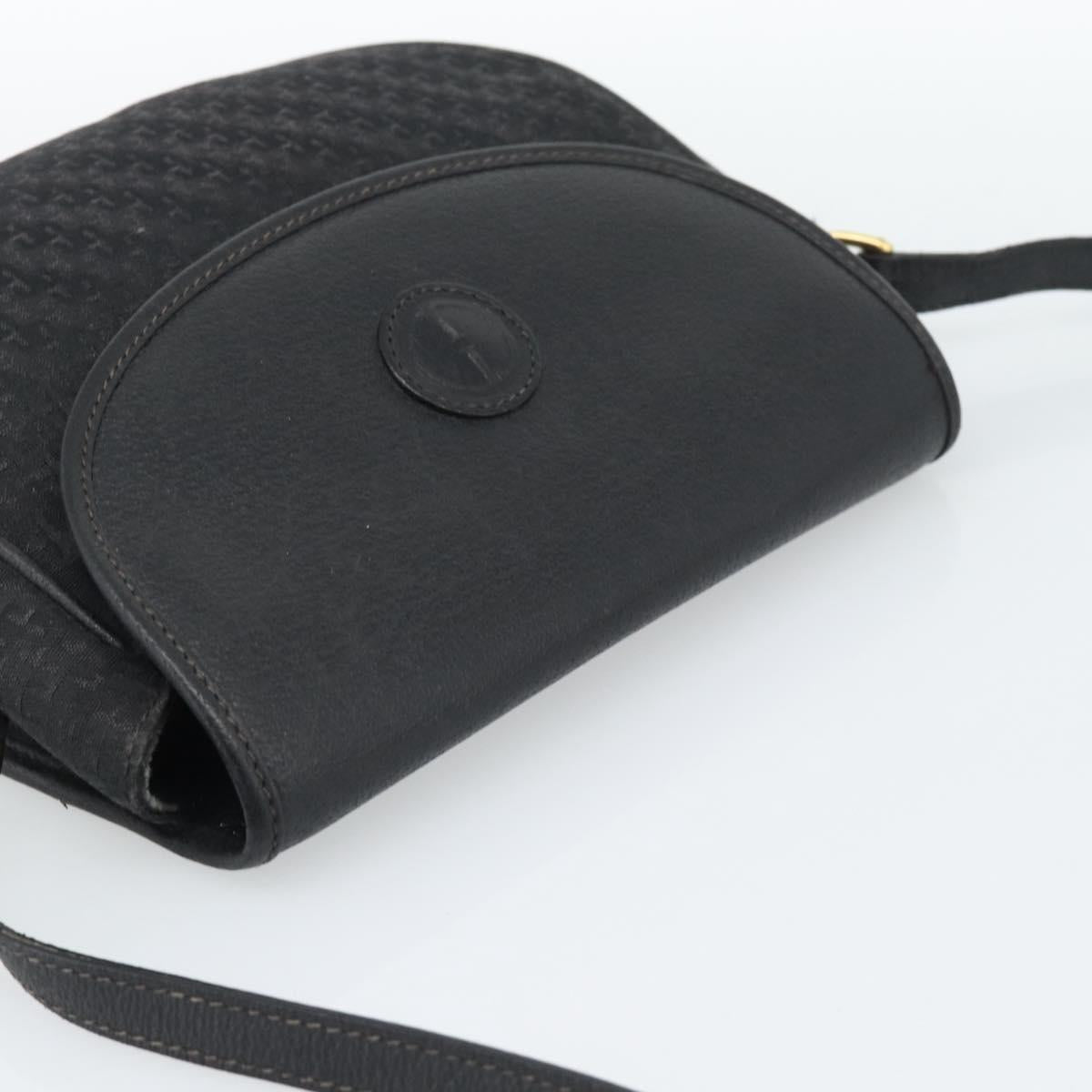 GUCCI Shoulder Bag Canvas Leather Black Gold 007 115 0074 Auth fm5375