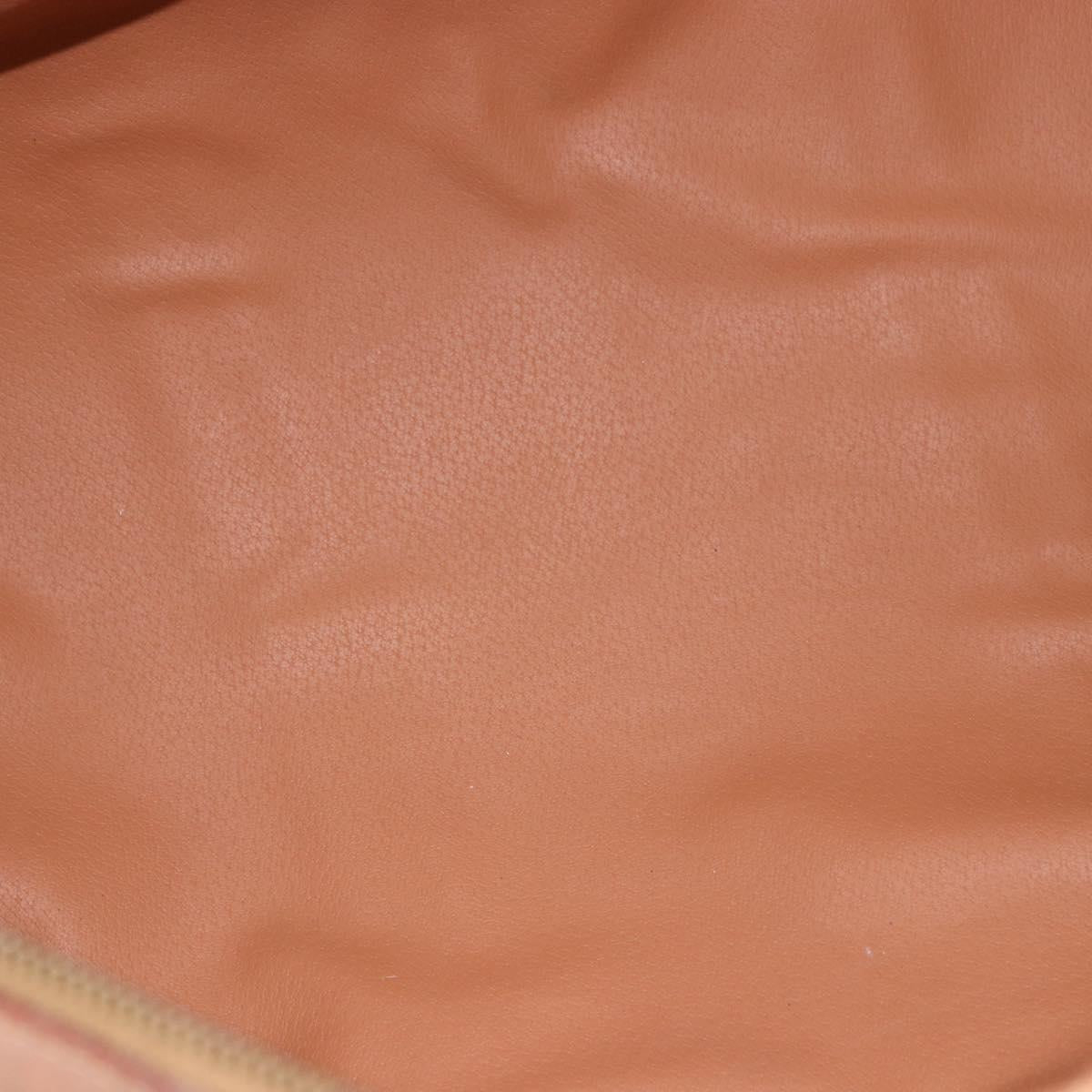 CELINE Macadam Canvas Boston Bag PVC Leather Brown Gold Auth fm5376