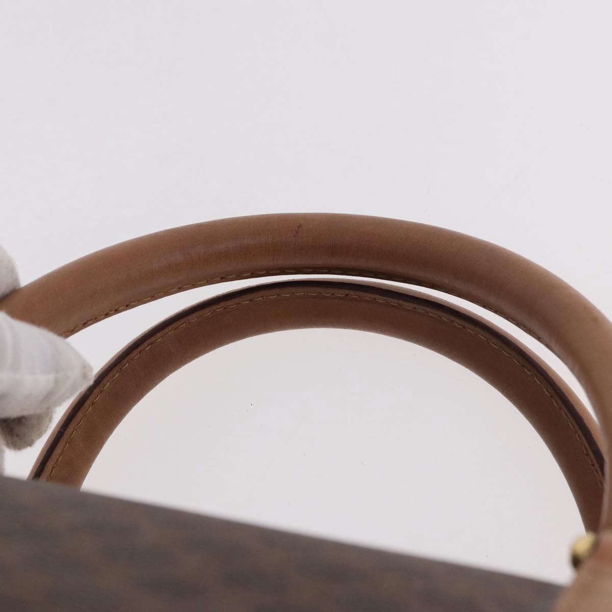 CELINE Macadam Canvas Boston Bag PVC Leather Brown Gold Auth fm5376