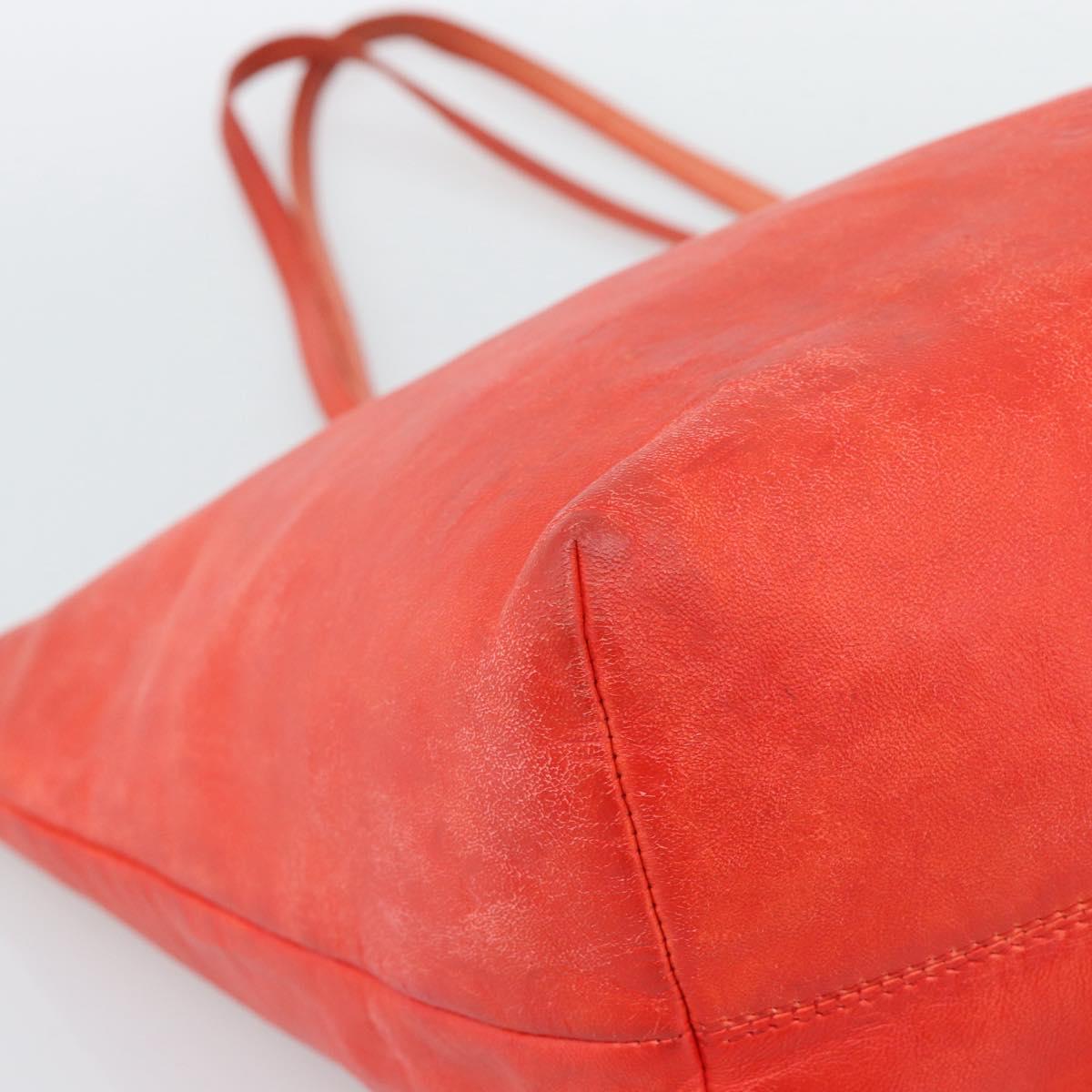 LOEWE Tote Bag Leather Red Gold Auth fm5379
