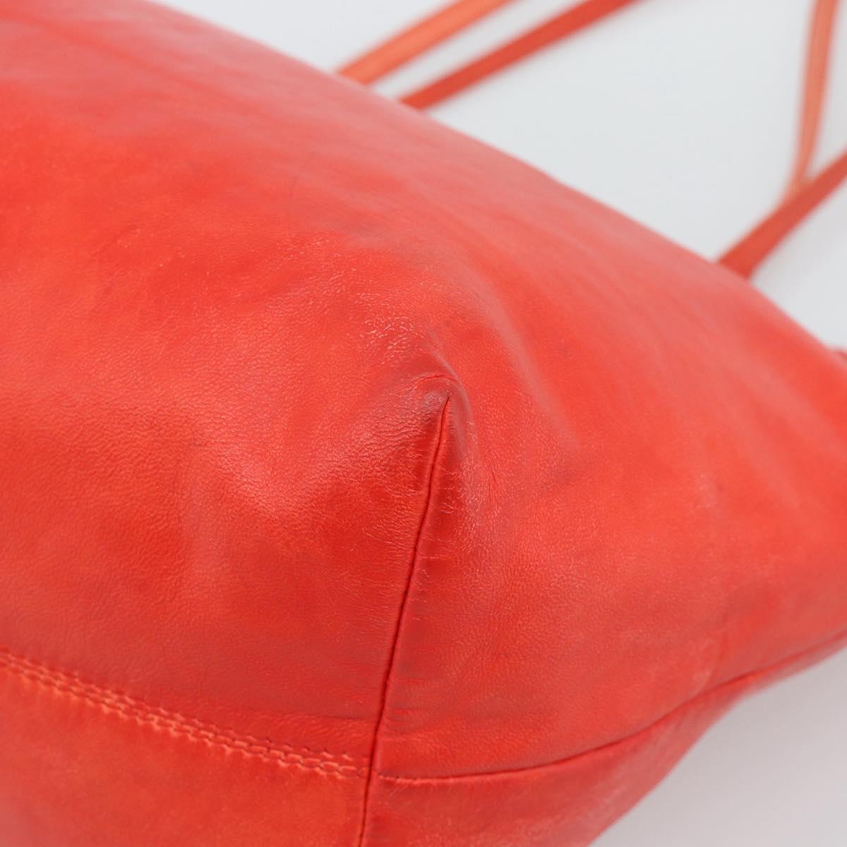 LOEWE Tote Bag Leather Red Gold Auth fm5379