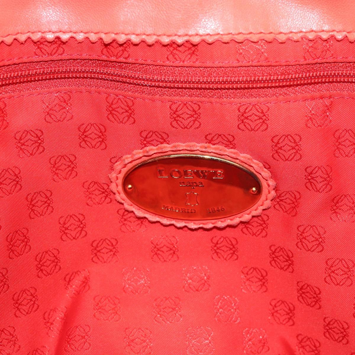 LOEWE Tote Bag Leather Red Gold Auth fm5379