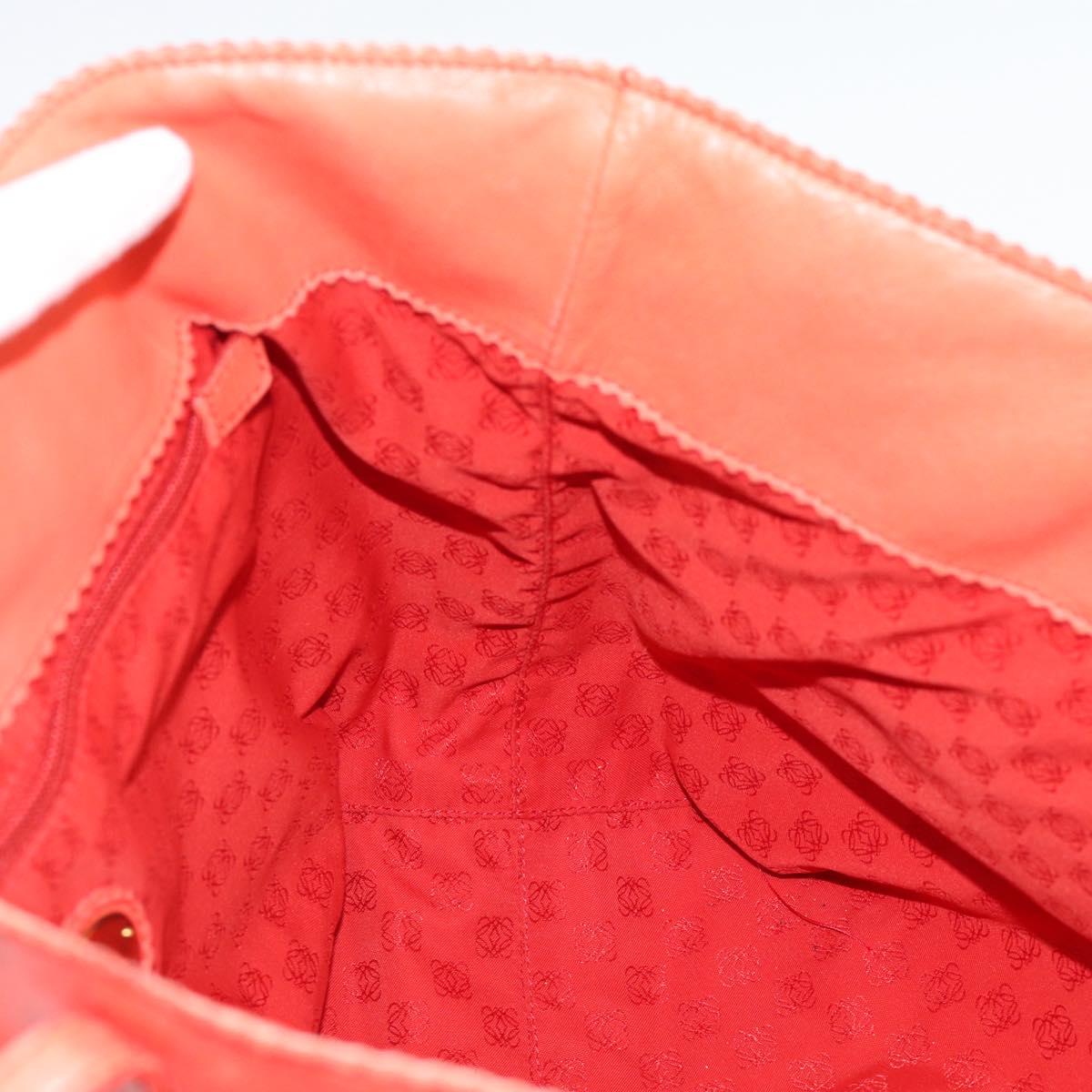LOEWE Tote Bag Leather Red Gold Auth fm5379
