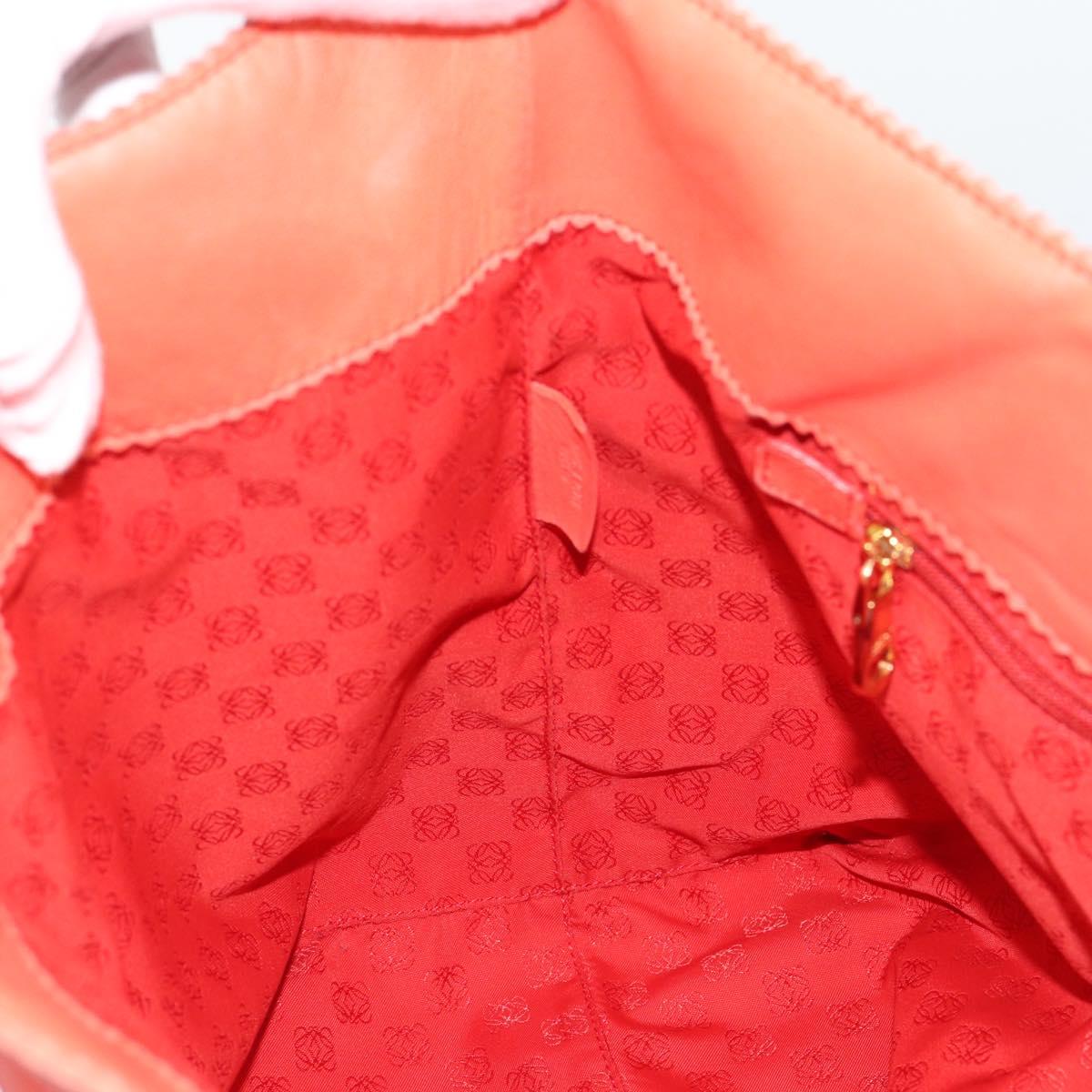 LOEWE Tote Bag Leather Red Gold Auth fm5379