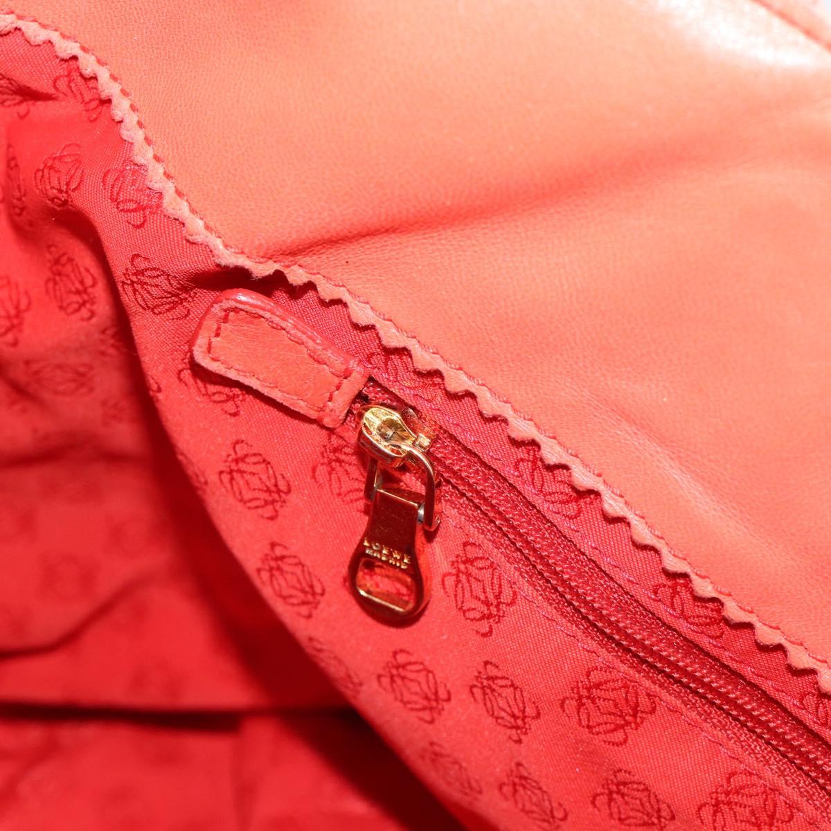 LOEWE Tote Bag Leather Red Gold Auth fm5379