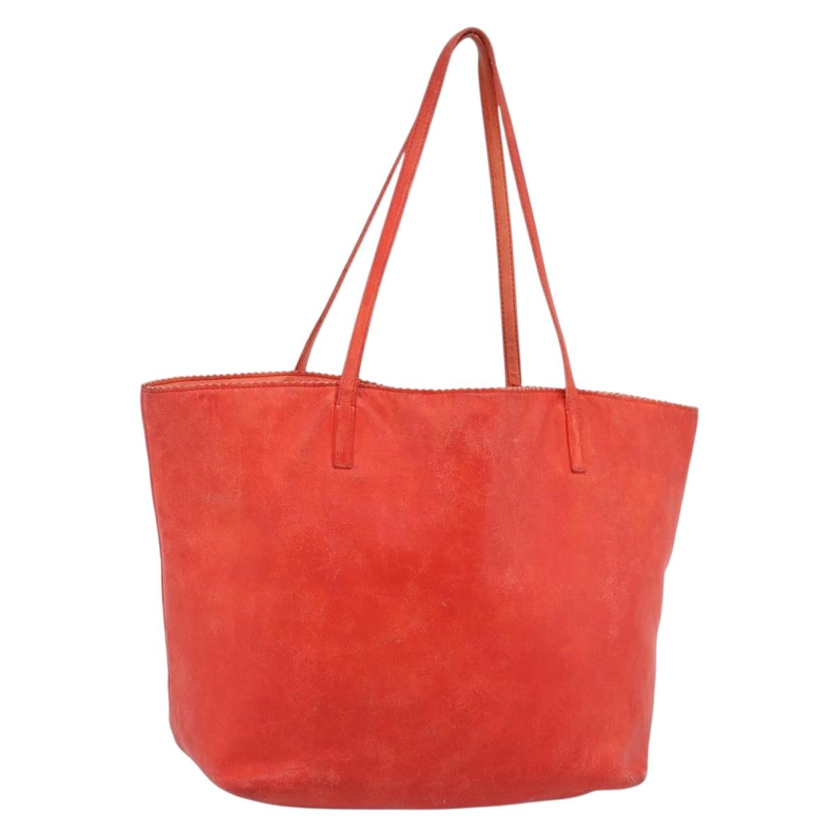 LOEWE Tote Bag Leather Red Gold Auth fm5379