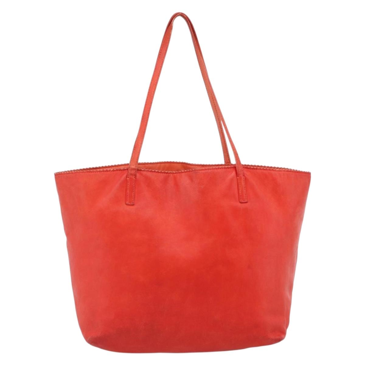 LOEWE Tote Bag Leather Red Gold Auth fm5379