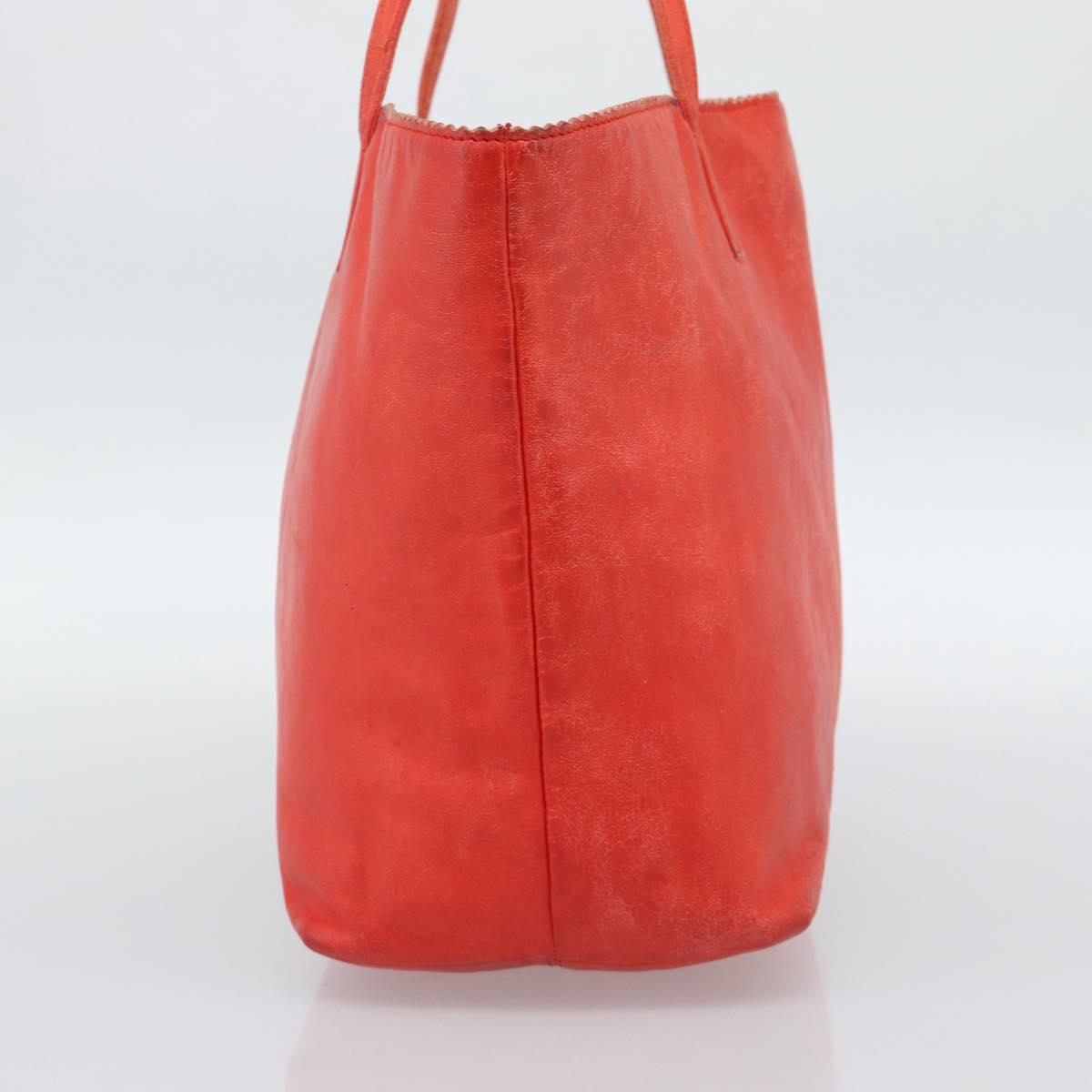 LOEWE Tote Bag Leather Red Gold Auth fm5379