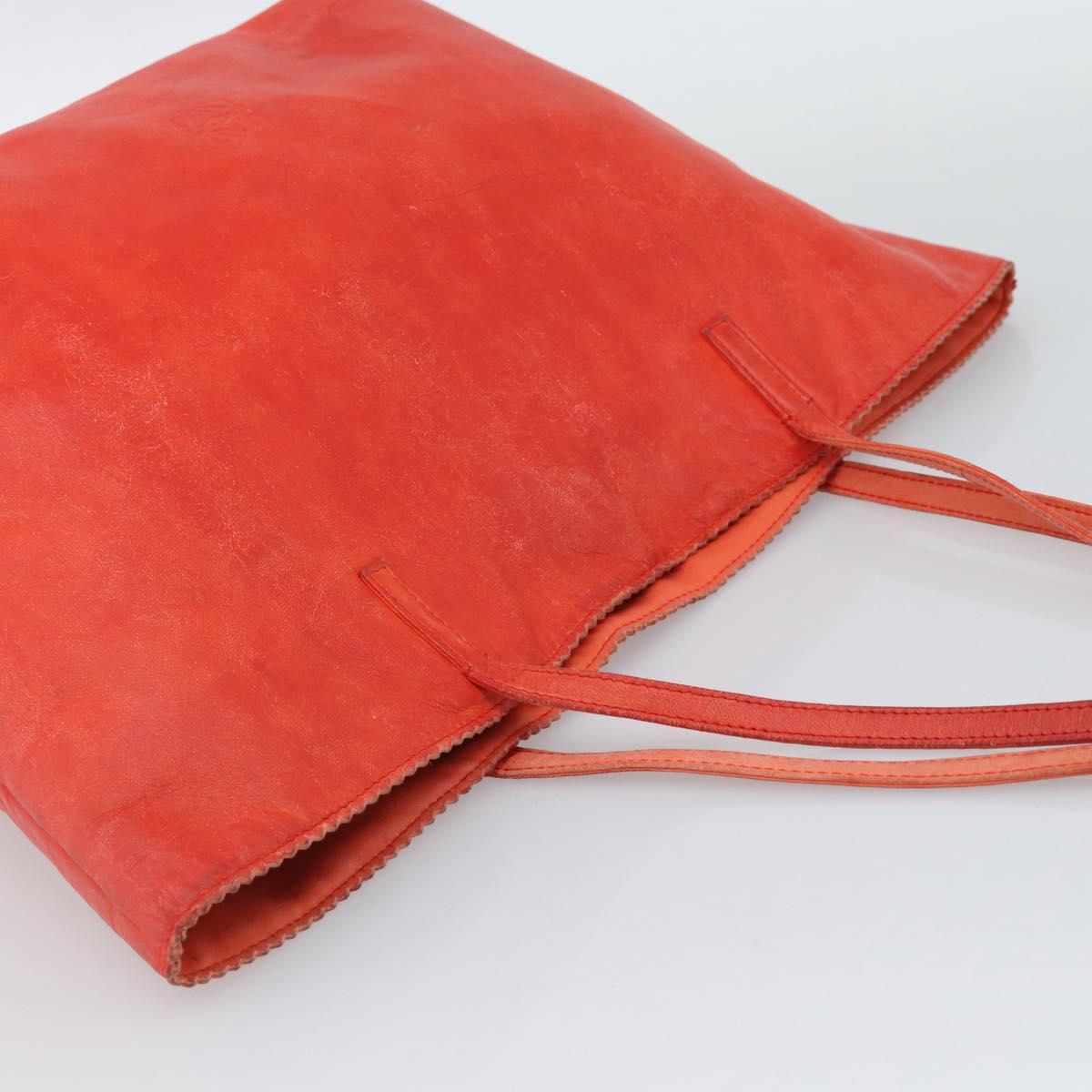 LOEWE Tote Bag Leather Red Gold Auth fm5379