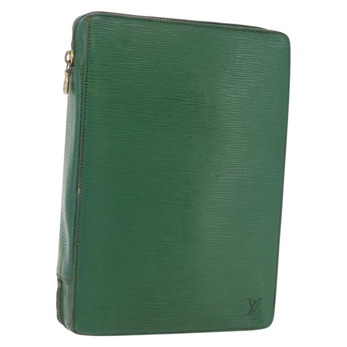 LOUIS VUITTON Epi Agenda Voyage Day Planner Cover Green LV Auth fm5382