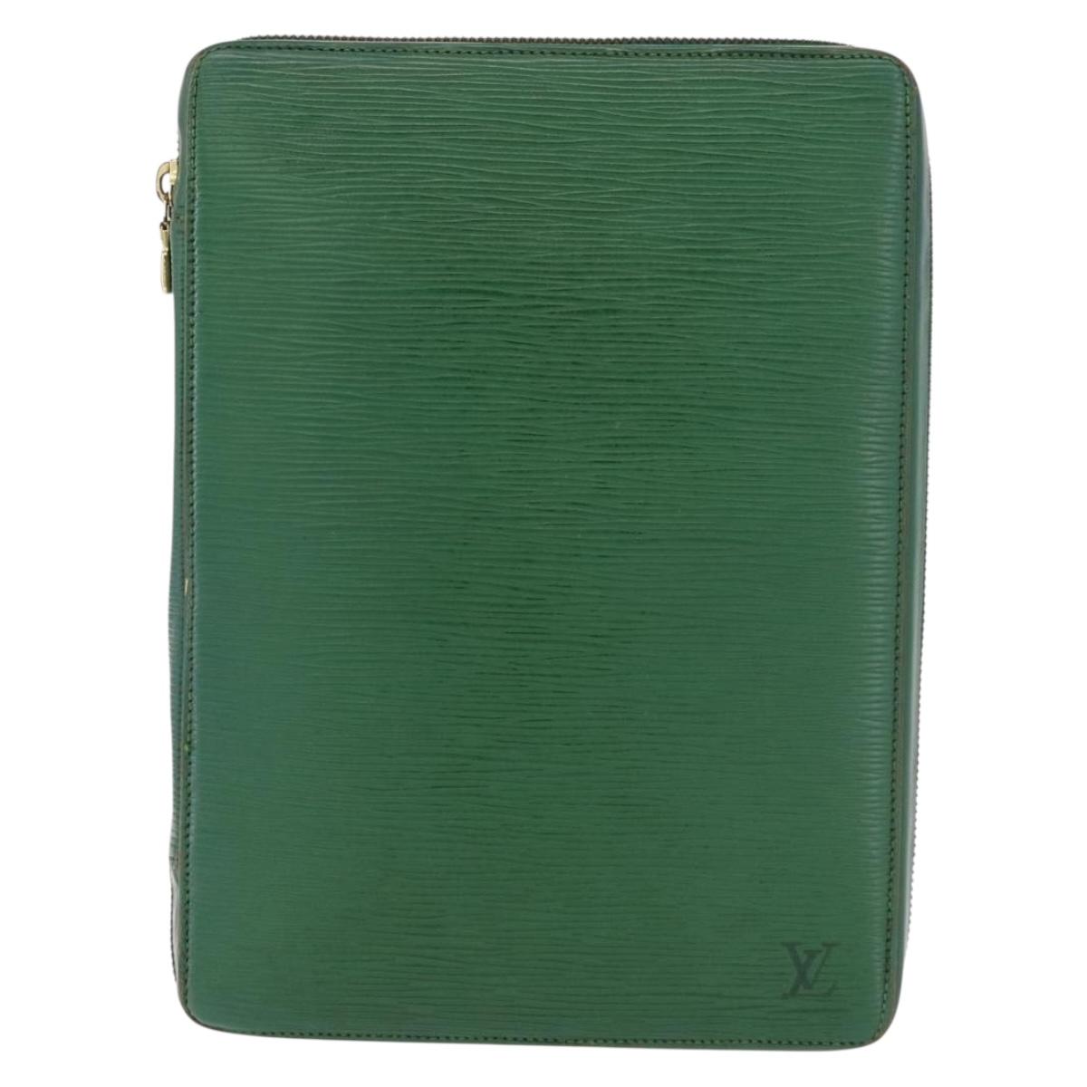 LOUIS VUITTON Epi Agenda Voyage Day Planner Cover Green LV Auth fm5382