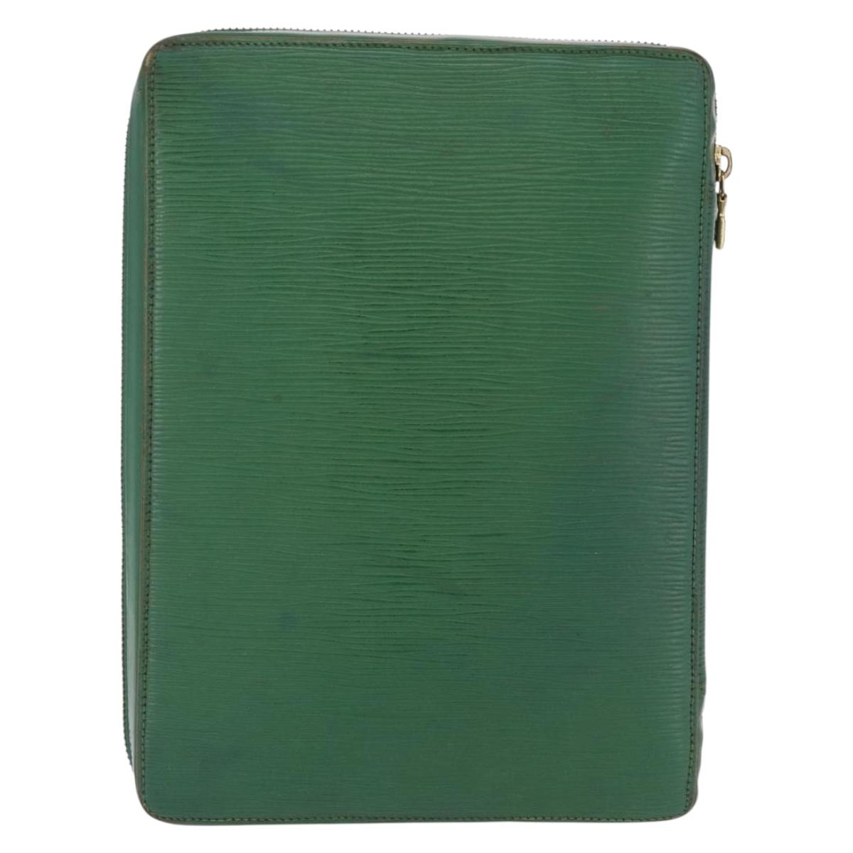 LOUIS VUITTON Epi Agenda Voyage Day Planner Cover Green LV Auth fm5382