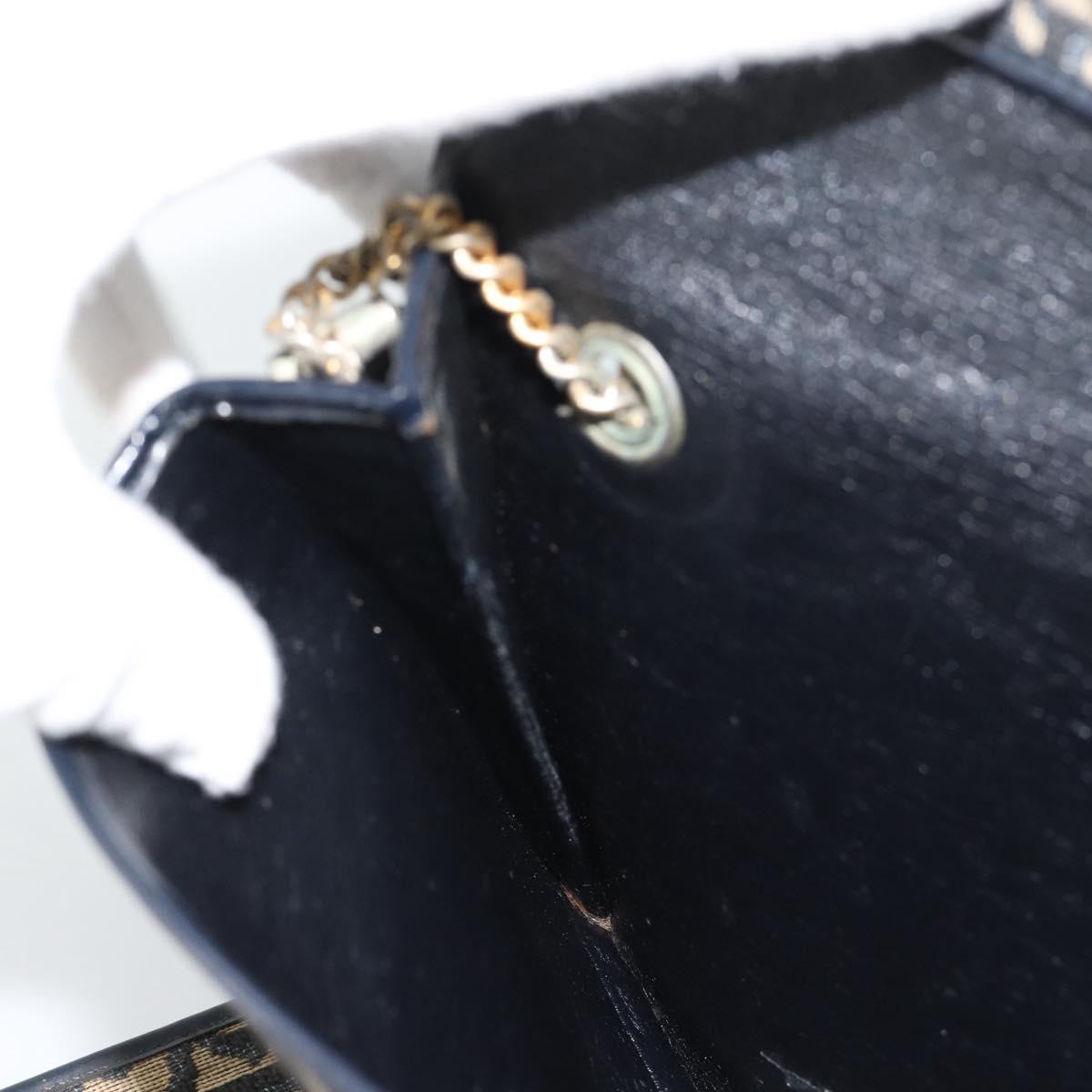 Christian Dior Trotter Canvas Shoulder Bag Navy Gold Auth fm5383